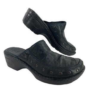 Born Clog Boho Leather Slides Womens Black Hippie Sz EU 40.5 / 9 Mule